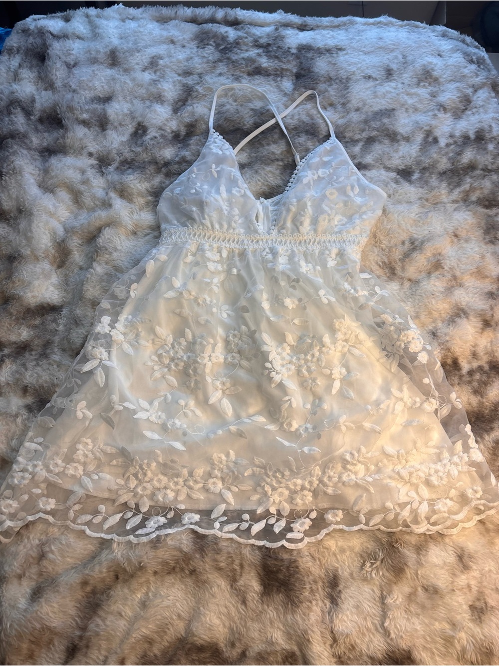 White Floral Lace Babydoll dress
